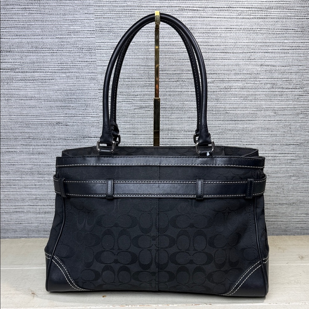 Coach Hamilton Black Signature Canvas Satchel - Picture 4 of 14